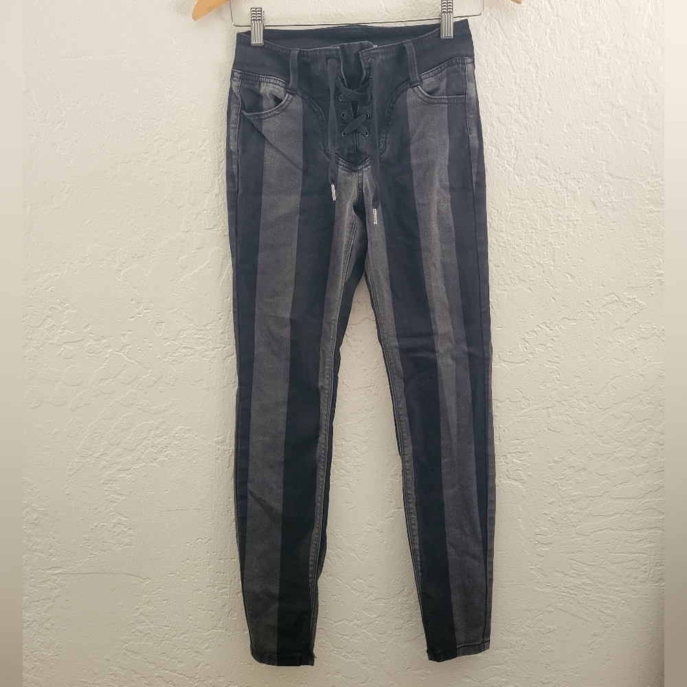 Blue Revival Striped Waist Tie Jean Size 24